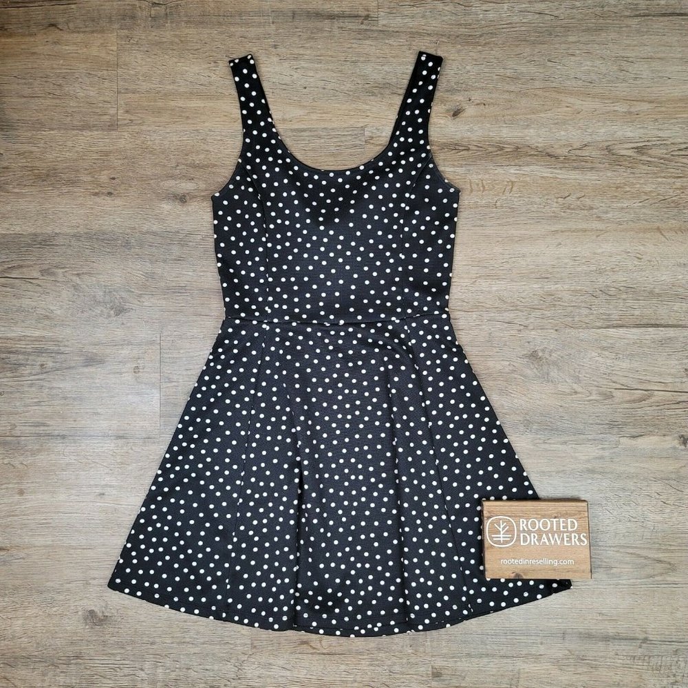 Divided H&M Dress Polka Dot Scoop Neck Sleeveless Black White Mini Womens Size 6